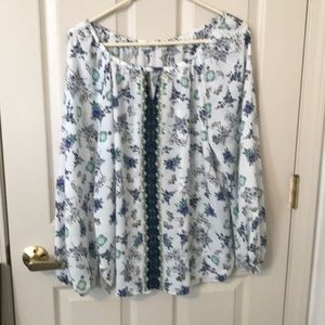 MAX Studio tunic top Pretty Floral LG white